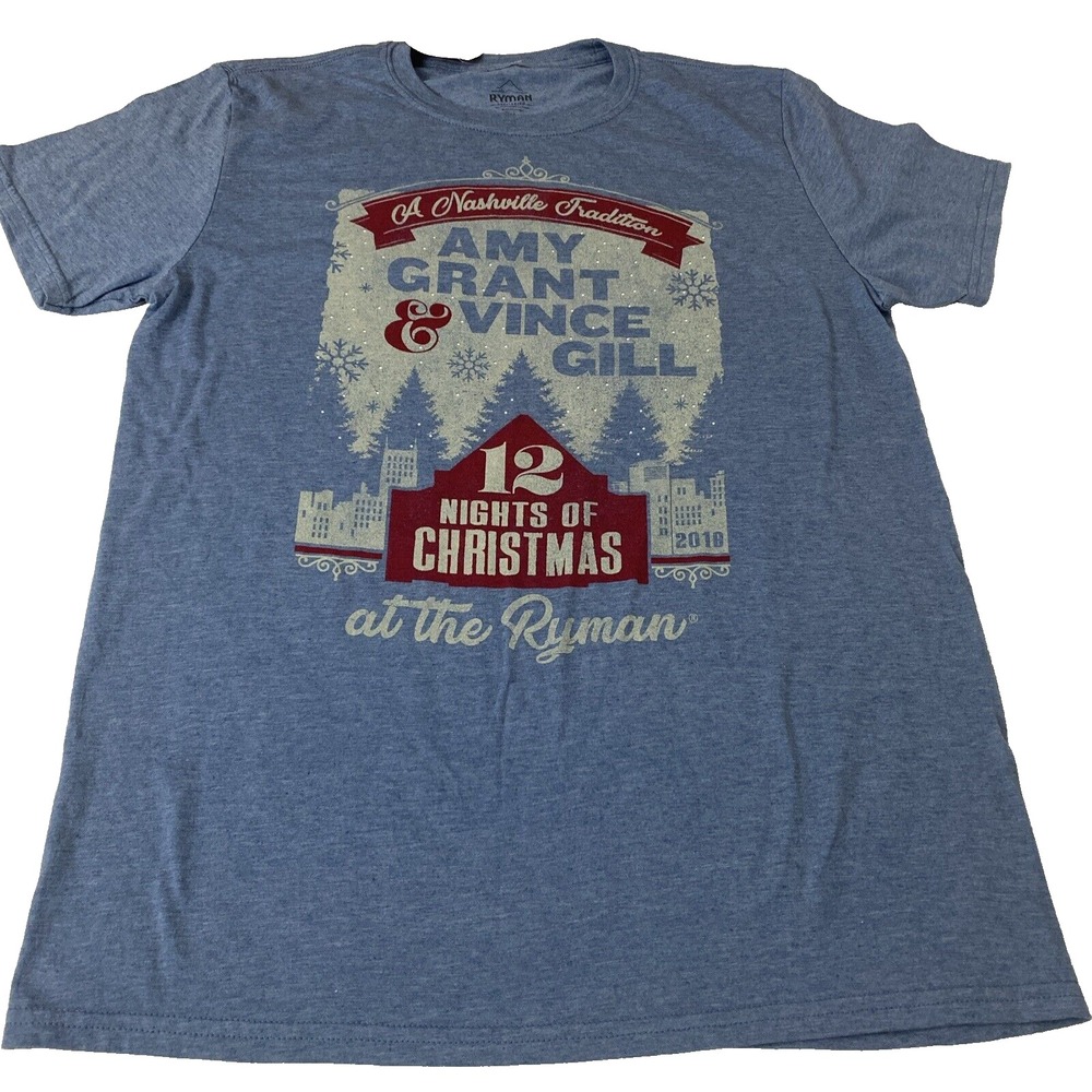 Ryman Auditorium T Shirt M blue Amy Grant Vince Gill 12 Nights of Christmas New